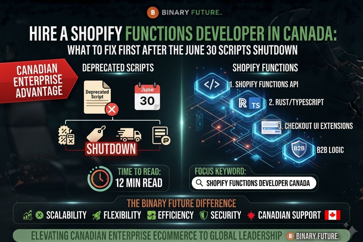 Recovery path from Additional Scripts to Web Pixels and app extensions after the August 26, 2026 Shopify checkout auto-upgrade, by Binary Future. Recovery path from Additional Scripts to Web Pixels and app extensions after the August 26, 2026 Shopify checkout auto-upgrade, by Binary Future.